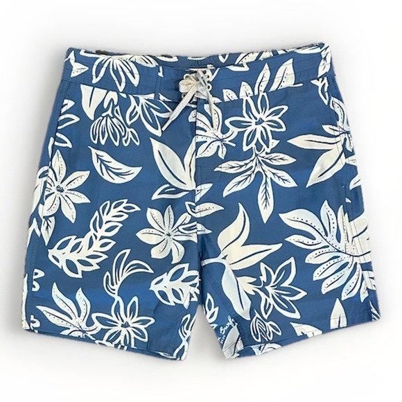 Faherty Other - Faherty Men's Surfrider Sunwashed 7" Boardshort - Sky Floral, Size 32, New